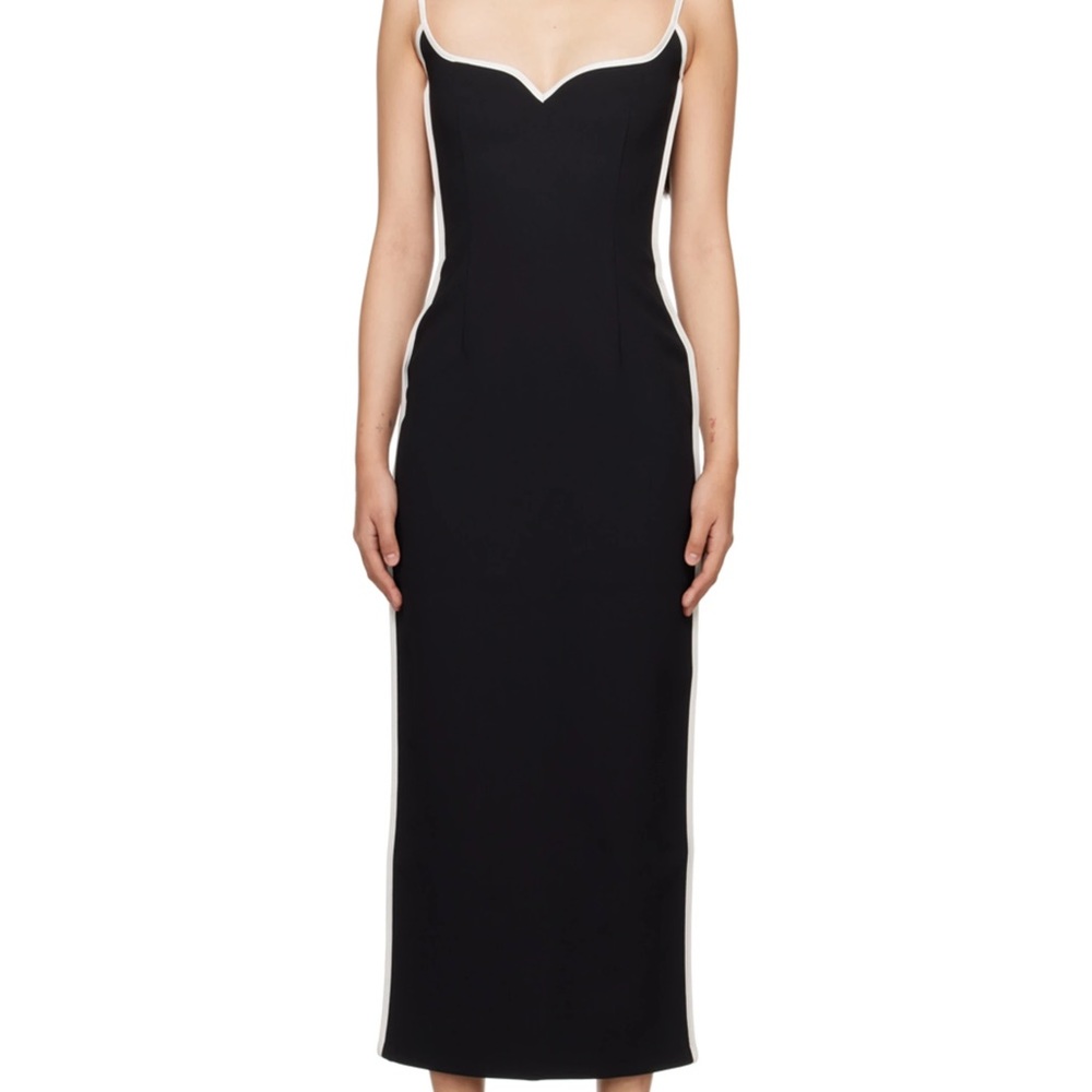 Paris Georgia black heart midi dress with white trim